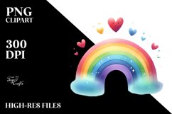 Simple Washed Watercolor Rainbow with Hearts Product Image 2