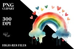 Simple Washed Watercolor Rainbow with Hearts Product Image 2