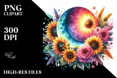 Colorful Half Moon with Sunflowers Clipart, High-Quality PNG Product Image 3