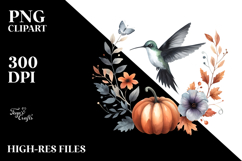 Halloween Hummingbird Watercolor, Transparent PNG Product Image 2