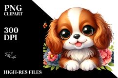 Cute Cartoon Cavalier King Charles Spaniel, PNG Product Image 2