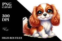 Watercolor Cute Cartoon Cavalier King Charles Spaniel, Product Image 2