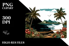 Vintage Tropical Island Beach | Sublimation | Clipart Product Image 1