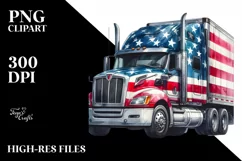 Watercolor Truck USA Colors Centered | Sublimation Clipart Product Image 3