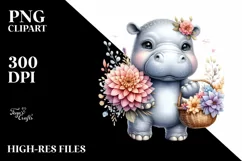 Cute Baby Hippo Whimsical Watercolor Product Image 3