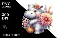 Cute Baby Hippo Whimsical Watercolor Product Image 3