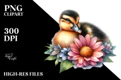 Digital Watercolor Cute Baby Duck PNG Product Image 2