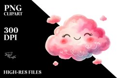 Very Simple Pinkish Smiling Cloud PNG Product Image 2