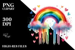 Colorful Rainbow with Hearts PNG Product Image 2