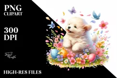 Colorful Baby Dog Spring Whimsical Pets | Sublimation Product Image 1