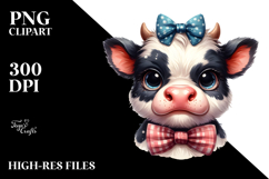 Funny Baby Cow with Bow Tie PNG Product Image 2