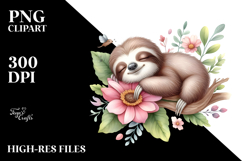 Whimsical Watercolor Painting with Cute Baby Sloth, Product Image 2