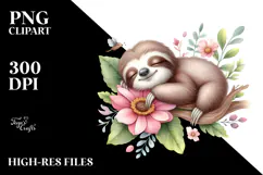 Whimsical Watercolor Painting with Cute Baby Sloth, Product Image 2