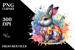 Colorful Bunny Made of Diamonds PNG Product Image 2