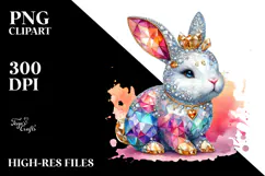 Colorful Bunny Made of Diamonds PNG Product Image 2