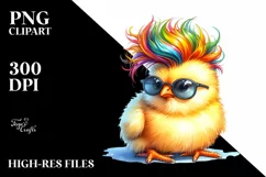 Goofy Sitting Chicken Watercolor PNG Product Image 1