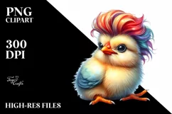 Funny Sitting Chicken Watercolor PNG Product Image 3