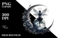 Gothic Fairy on the Moon, PNG Product Image 2