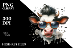 Funny Cow with Cool Hair PNG Product Image 2