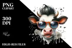 Funny Cow with Cool Hair PNG Product Image 2