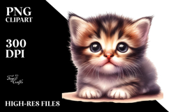 Digital Watercolor Cute Baby Kitten PNG Product Image 2