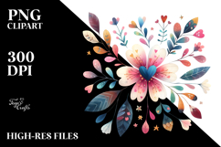Colorful Simple Flower with Heart Petals PNG Product Image 2