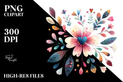Colorful Simple Flower with Heart Petals PNG Product Image 2