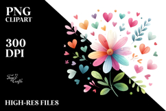 Simple Flower with Hearts PNG Product Image 2