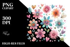 Simple Flower with Hearts PNG Product Image 2