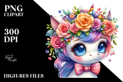 Vibrant Unicorn with Floral Wreath PNG Product Image 2