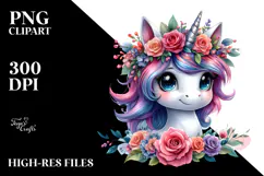Cute Unicorn with Expressive Face PNG Product Image 2