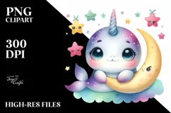 Colorful Narwhal Baby | Watercolor | Stars Product Image 3