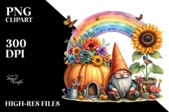 Whimsical Gnome House with Pumpkin and Sunflower Product Image 3
