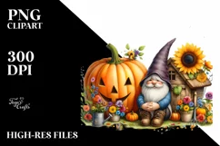 Colorful Gnome House with Pumpkin and Sunflower Product Image 3
