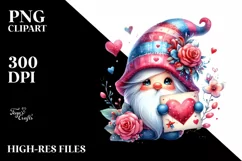 Cute Valentines Gnome on Star PNG Product Image 2