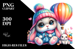Crazy Baby Bunny Hot Air Balloon PNG Product Image 2