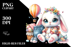 Crazy Baby Bunny Hot Air Balloon PNG Product Image 2
