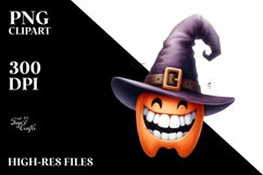Funny Watercolor Halloween Funny Hat Smile with Big Teeth Product Image 3