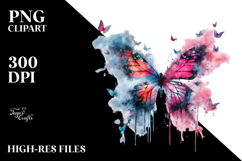 Colorful Butterfly with Splashes, PNG Product Image 2