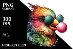 Quirky Colorful Bird Sunglasses Sticker | Clipart Product Image 1