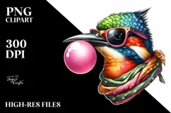 Quirky Colorful Bird Sunglasses Sticker | Clipart Product Image 1