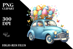 colorful car with Easter Eggs, High-Quality PNG Product Image 2