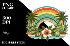 Vintage Tropical Rainbow Flower Sticker | Clipart Product Image 1