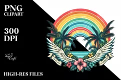 Vintage Tropical Rainbow Flower Sticker | Clipart Product Image 3