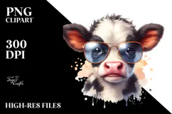 Baby Cow with Sunglasses PNG Product Image 2