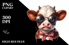 Baby Cow with Sunglasses PNG Product Image 2