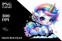 Modest Baby Unicorn Jumping PNG Product Image 1
