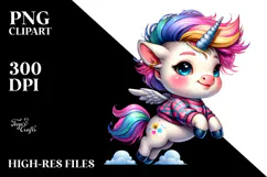 Modest Baby Unicorn Jumping PNG Product Image 2