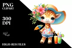 Colorful Baby Giraffe Dressed | Sublimation | Clipart Product Image 1
