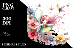 Colorful Fairy Tumbling with Flower Petals | Sublimation | Product Image 1